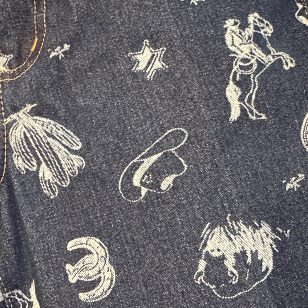 Stylish Blue western Patterned Straight Leg Jeans - Picture 7 of 11